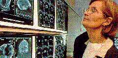 M.-A. de Lumley examine le scanner d'Homo georgicus